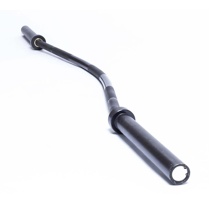 StrongArm Buffalo Bar with ergonomic camber design, ideal for squats and benches to reduce shoulder stress.