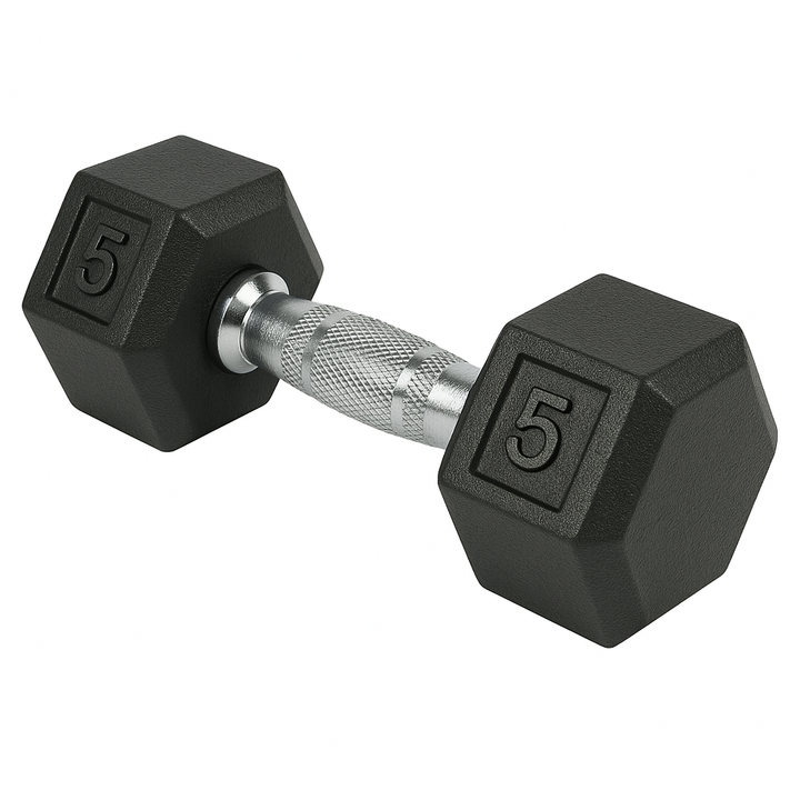 X-RIVAL 5 lb Rubber Hex Dumbbell for home and gym workouts, ideal for strength training, sold individually.