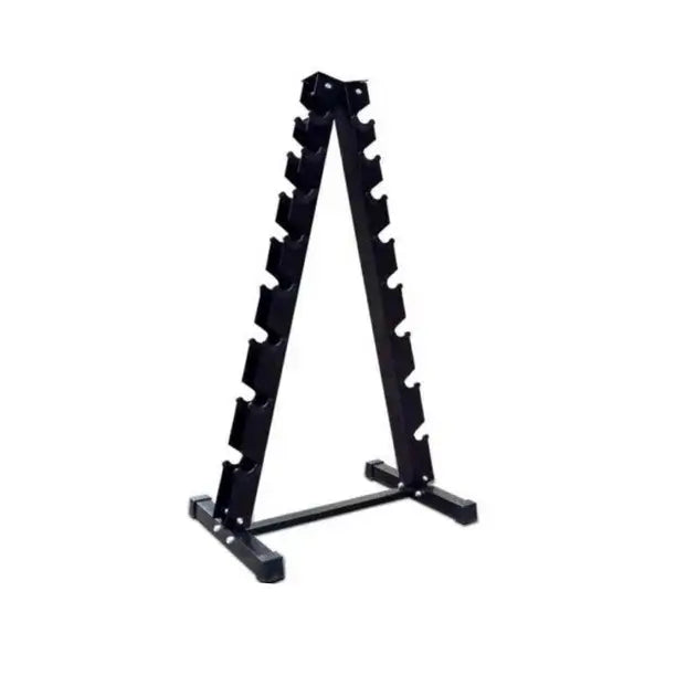 X-RIVAL Premium Vertical 8-Pairs Dumbbell Rack designed for efficient storage in gyms and home fitness spaces.