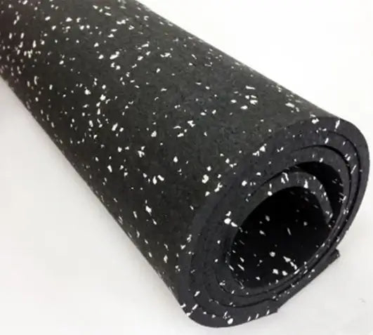 4' X 25' rubber roll flooring ideal for gym settings, cushioning impacts and enhancing safety in fitness environments.