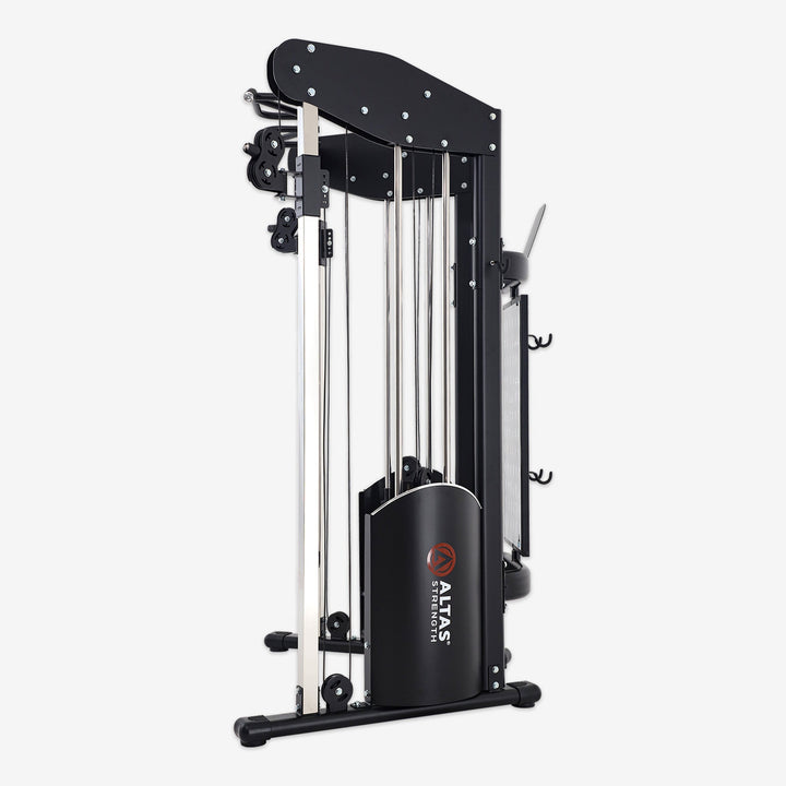 Black gym machine with 'Altas Strength' branding on a white background
