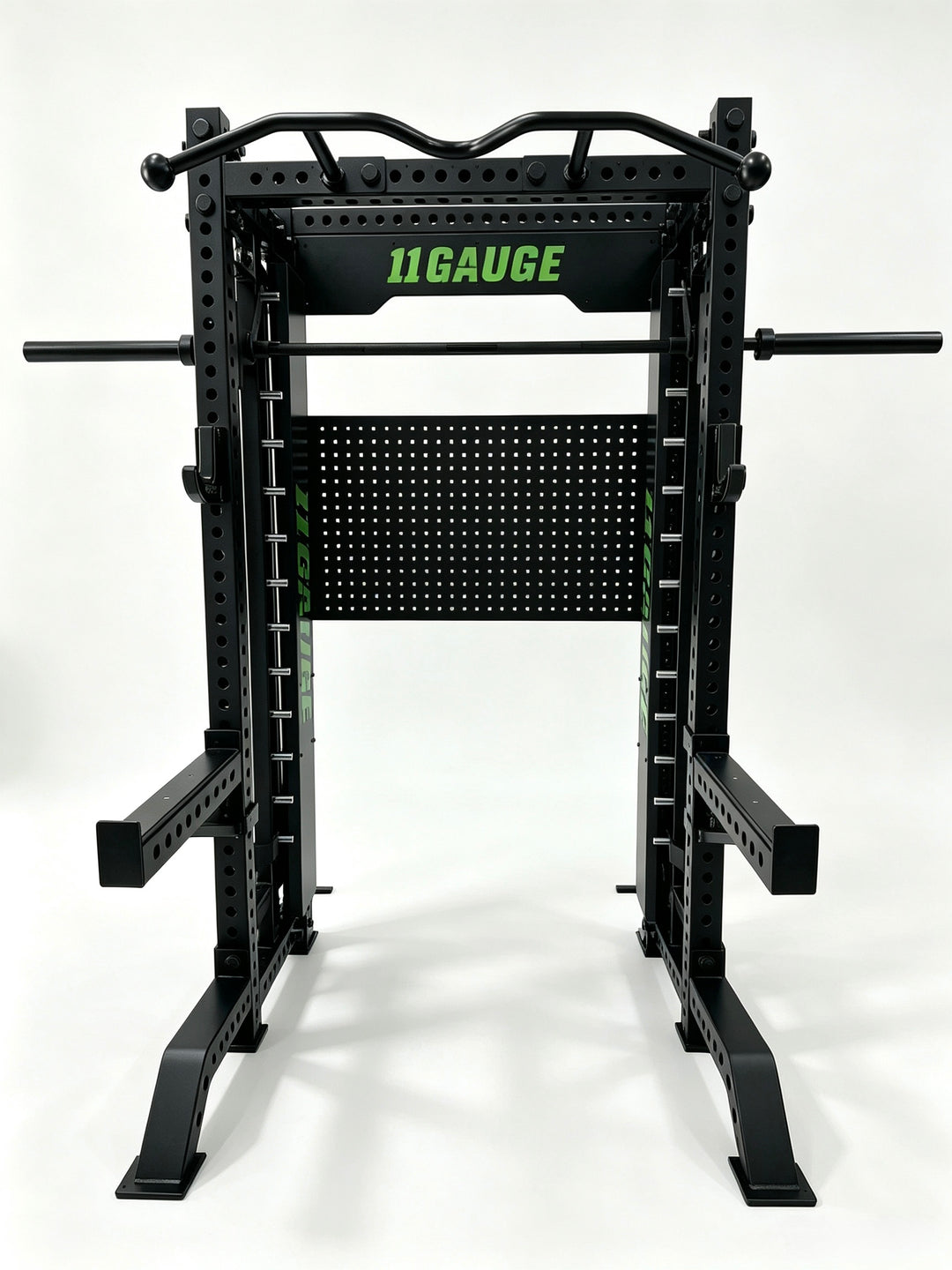 Black Warrior Smith Machine & Power Rack — A395 | Front view — optional pegboard