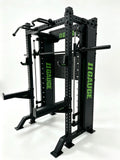 Black Warrior Smith Machine & Power Rack — A395 | Side view — optional pegboard