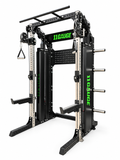 Sharp Edge Functional Trainer & Power Rack — B325 | Left-facing angled view — optional pegboard
