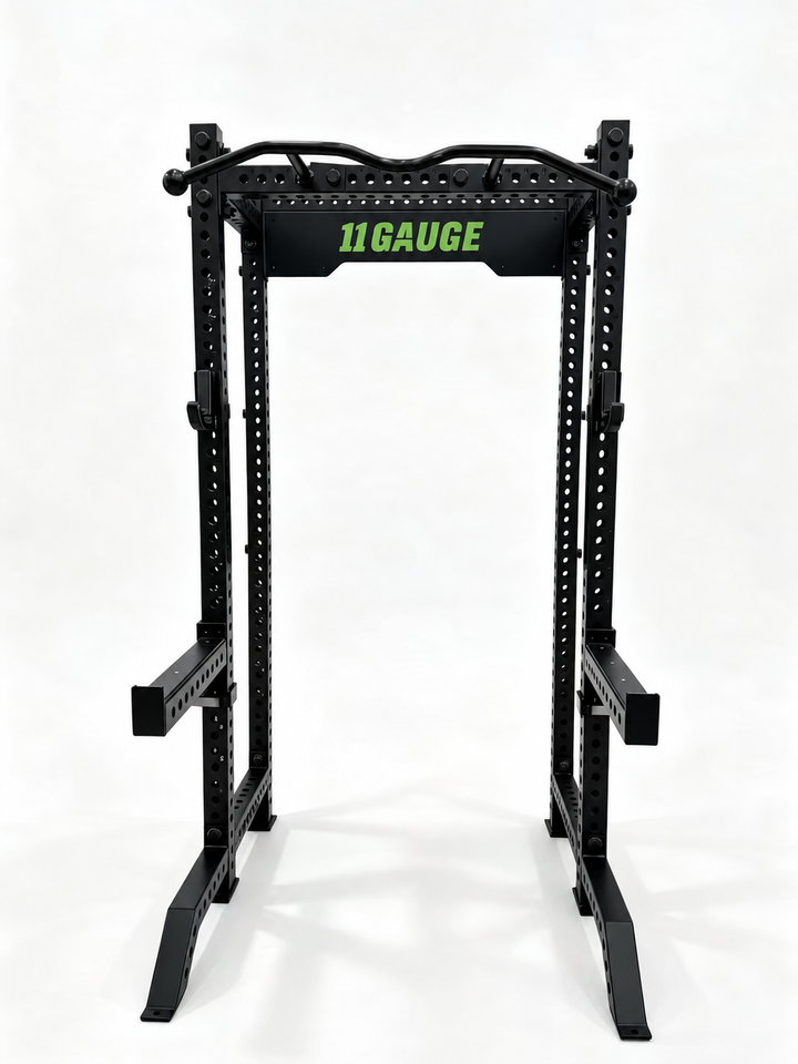 Black Warrior Half Rack — A100 | Front view — no pegboard
