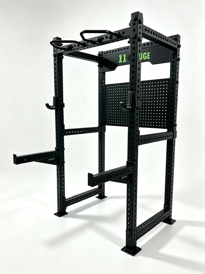 Black Warrior Full Rack — A200 | Left-facing angled view — optional pegboard