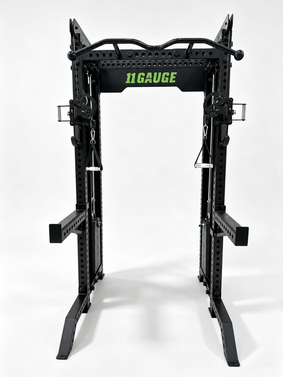 Black Warrior Functional Trainer & Power Rack — A419 | Front view — no pegboard