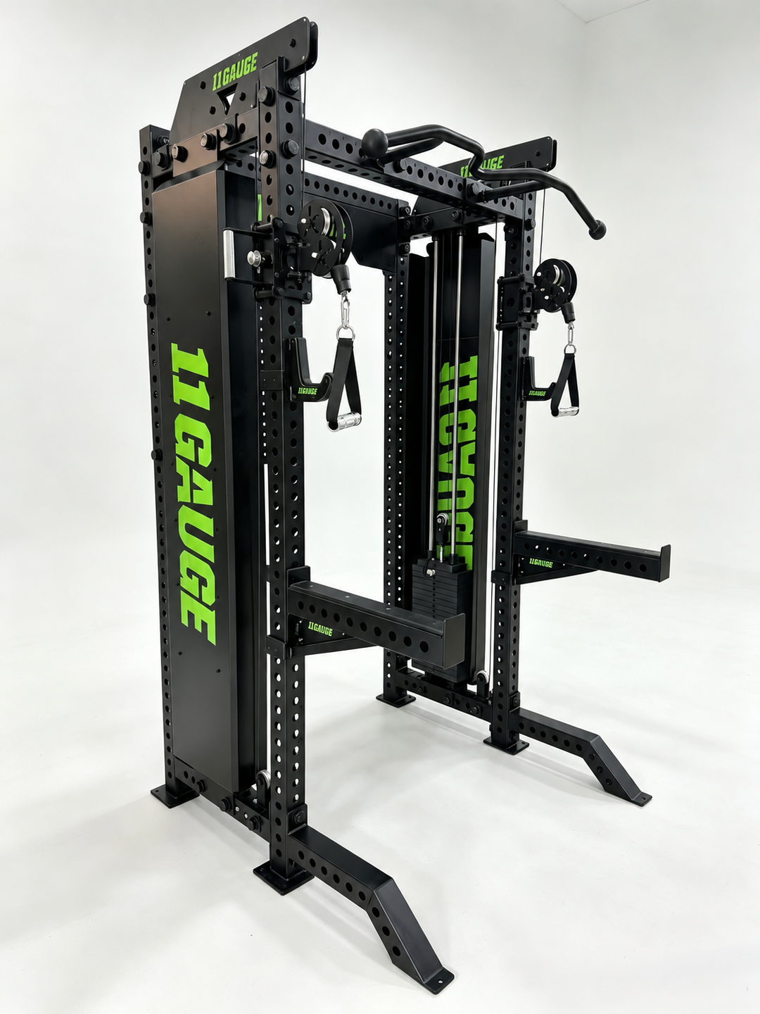 Black Warrior Functional Trainer & Power Rack — A419 | Side view — no pegboard