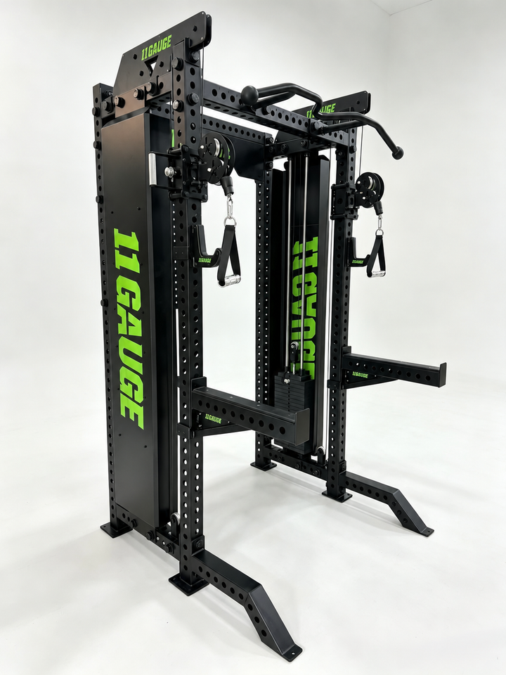 Black Warrior Functional Trainer & Power Rack — A419 | Side view — no pegboard