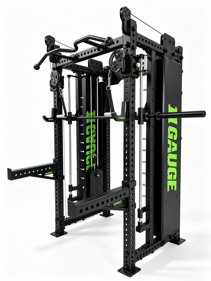 Black Warrior 3-in-1 Smith Machine & Functional Trainer — A550 | Side view — no pegboard