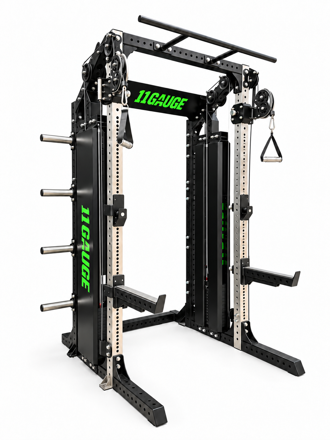 Sharp Edge Functional Trainer & Power Rack — B325 | Side view — no pegboard