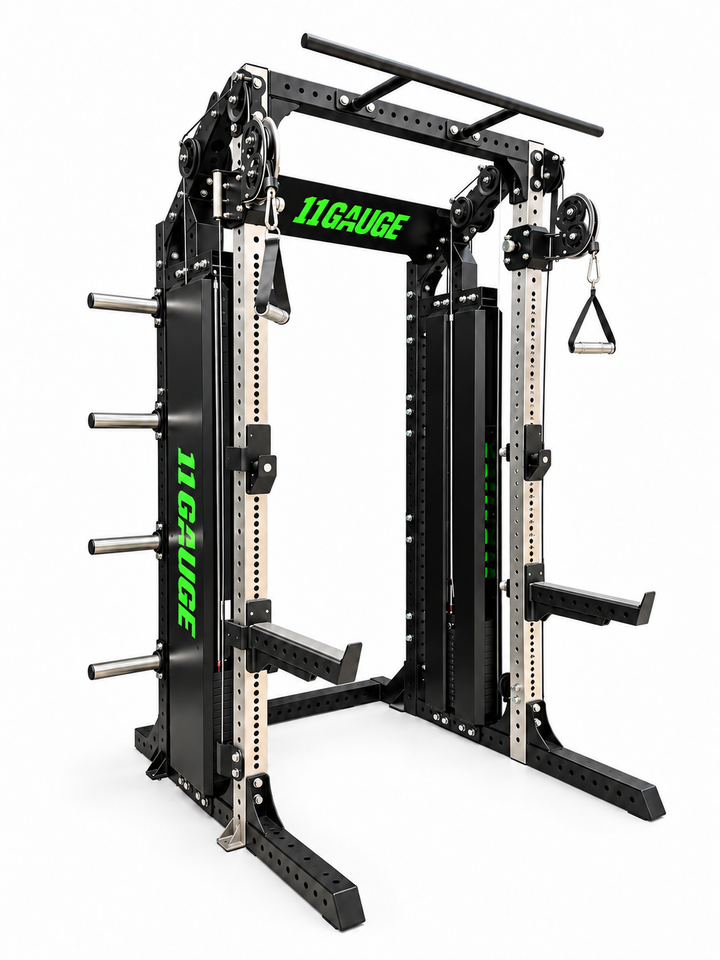Sharp Edge Functional Trainer & Power Rack — B325 | Side view — no pegboard
