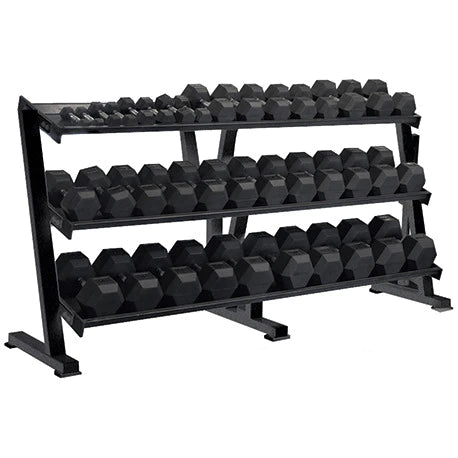 5 - 80lbs Hex Dumbbell Set with 3-Tires Dumbbell Rack