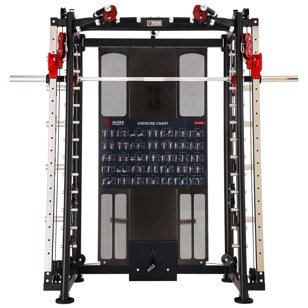 ALTAS AL-3000Y Smith Machine, all-in-one gym equipment for strength training, black and yellow design, commercial fitness.