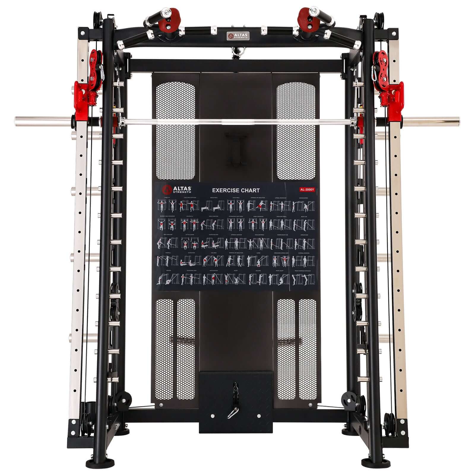 ALTAS AL-3000Y Smith Machine, all-in-one gym equipment for strength training, black and yellow design, commercial fitness.