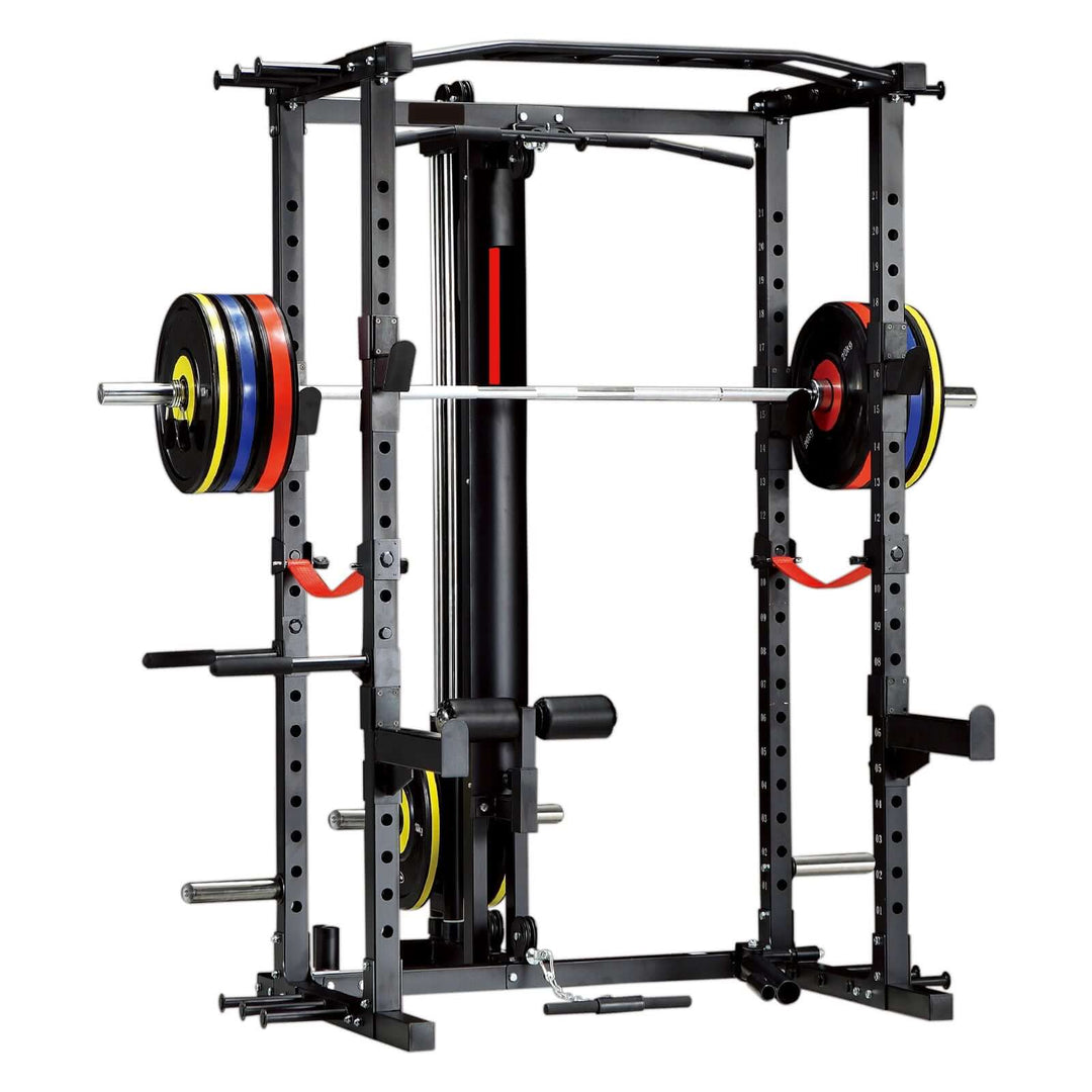 ALTAS AL-3028 squat rack with adjustable weight plates for strength training in Calgary gym equipment.