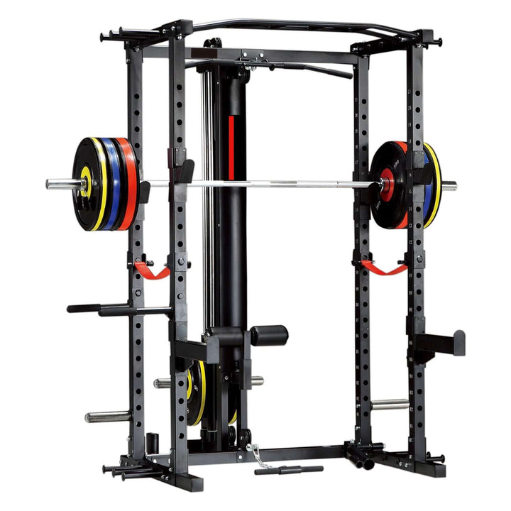 ALTAS AL-3028 squat rack with adjustable weight plates for strength training in Calgary gym equipment.