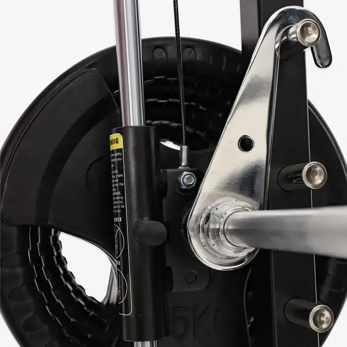 Close-up of ALTAS AL-3058G Smith Machine pulley system for home gym equipment in Calgary.