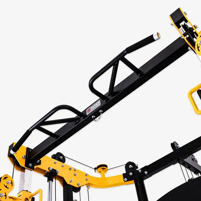 Close-up of Altas AL-3059 Smith Machine offering sturdy grip for strength training workouts in Calgary's premium gym.