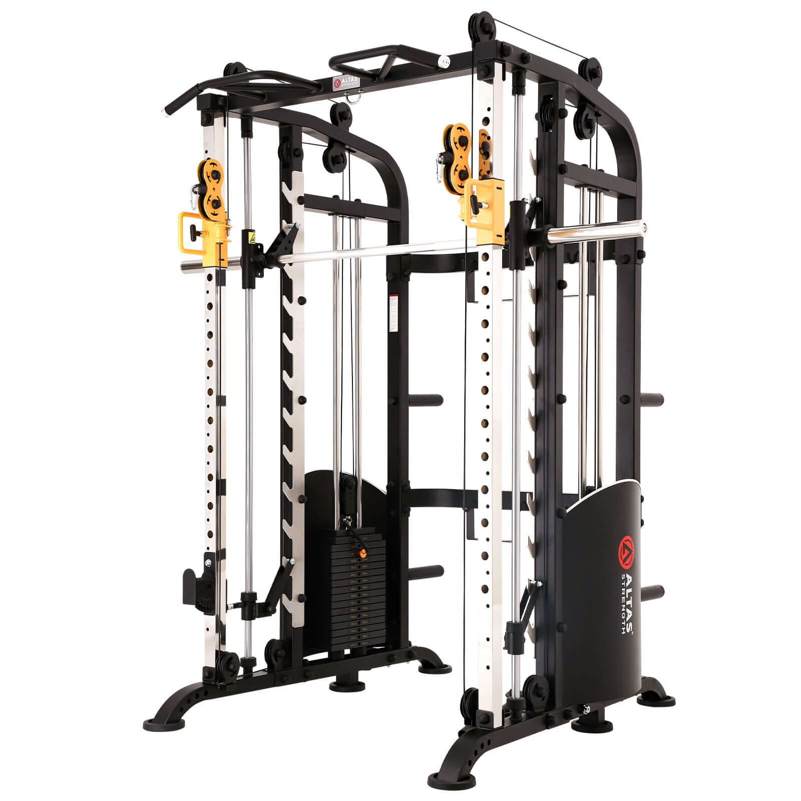 Altas AL-M810 Smith Machine, versatile home gym equipment for strength training, including a pulley system and squat rack.