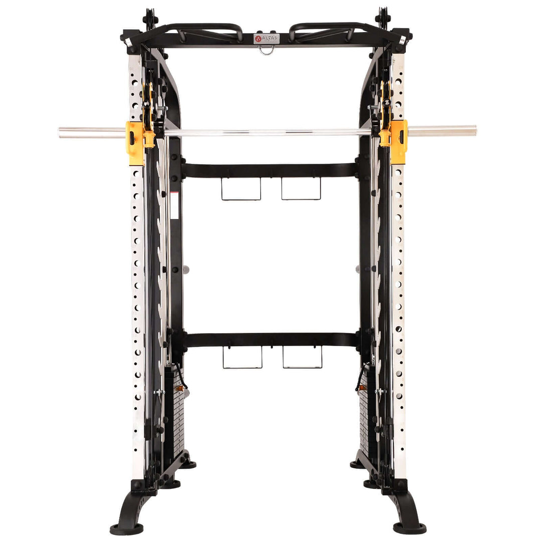 ALTAS AL-M810 Smith Machine front view, ideal for home and commercial gym fitness equipment in Calgary.