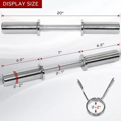 Dumbbell Handle Barbell X-RIVAL display showing 20" length, designed for versatile strength training and fitness equipment in Calgary.