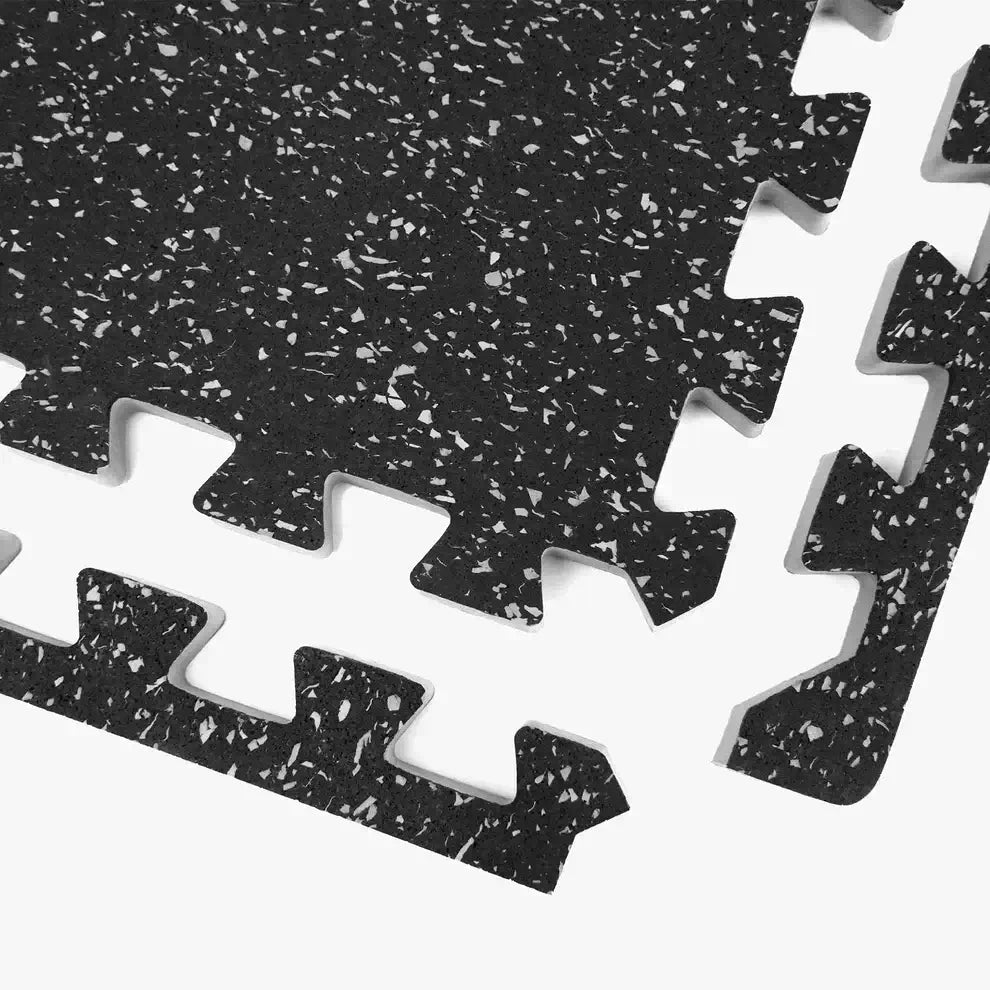 Interlocking rubber mat ideal for gym equipment, providing stability and noise reduction for home or commercial gyms in Calgary.