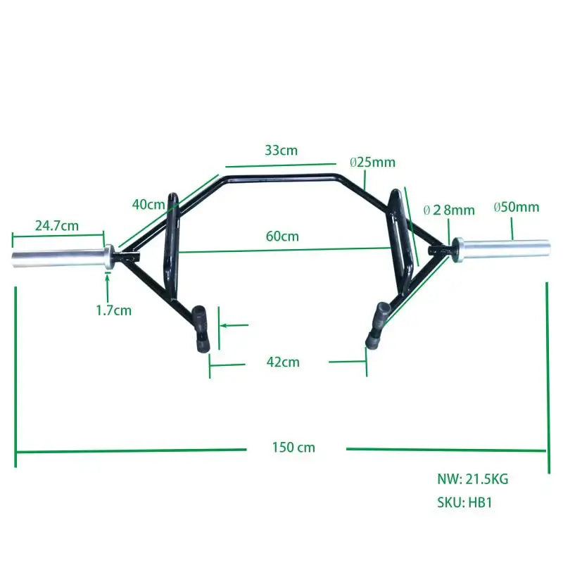 Open Trap Bar dimensions for strength training, ideal for home or commercial gym equipment in Calgary.