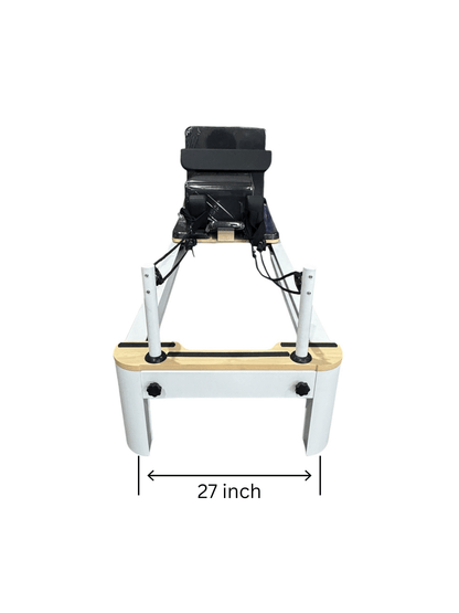 Pilates Reformer S with adjustable springs, suitable for strength training and fitness in Calgary.