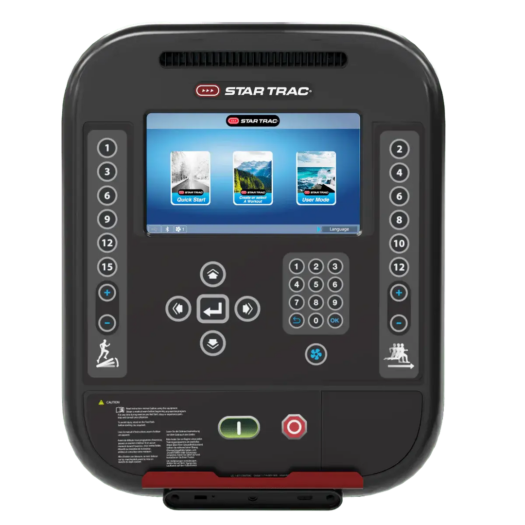 Star Trac 4 Series Treadmill console with LCD display and control buttons, ideal for gym equipment in Calgary.