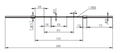 Technical drawing of the StrongArm Elephant Bar with measurements for optimal heavy lifting and strength training.