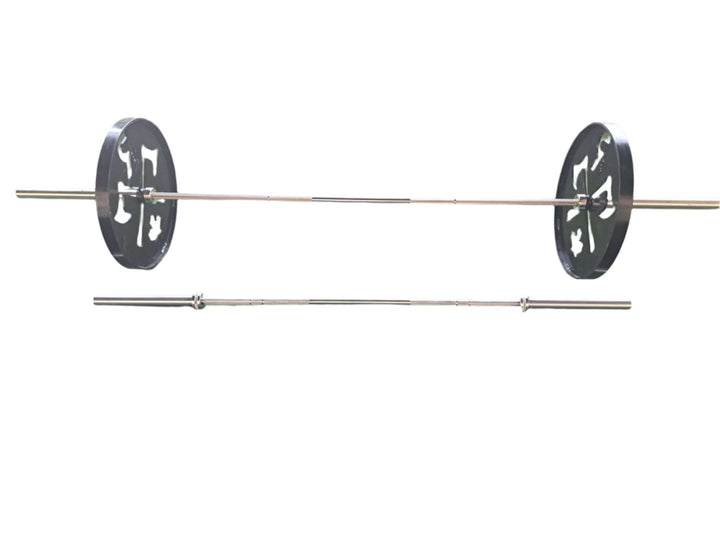 StrongArm Monster Bar with bumper plates, ideal for strength training and weightlifting, available at Calgary fitness store.