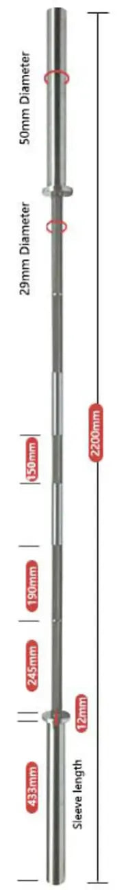 StrongArm Razor Bar dimensions and specifications for premium gym equipment in Calgary.