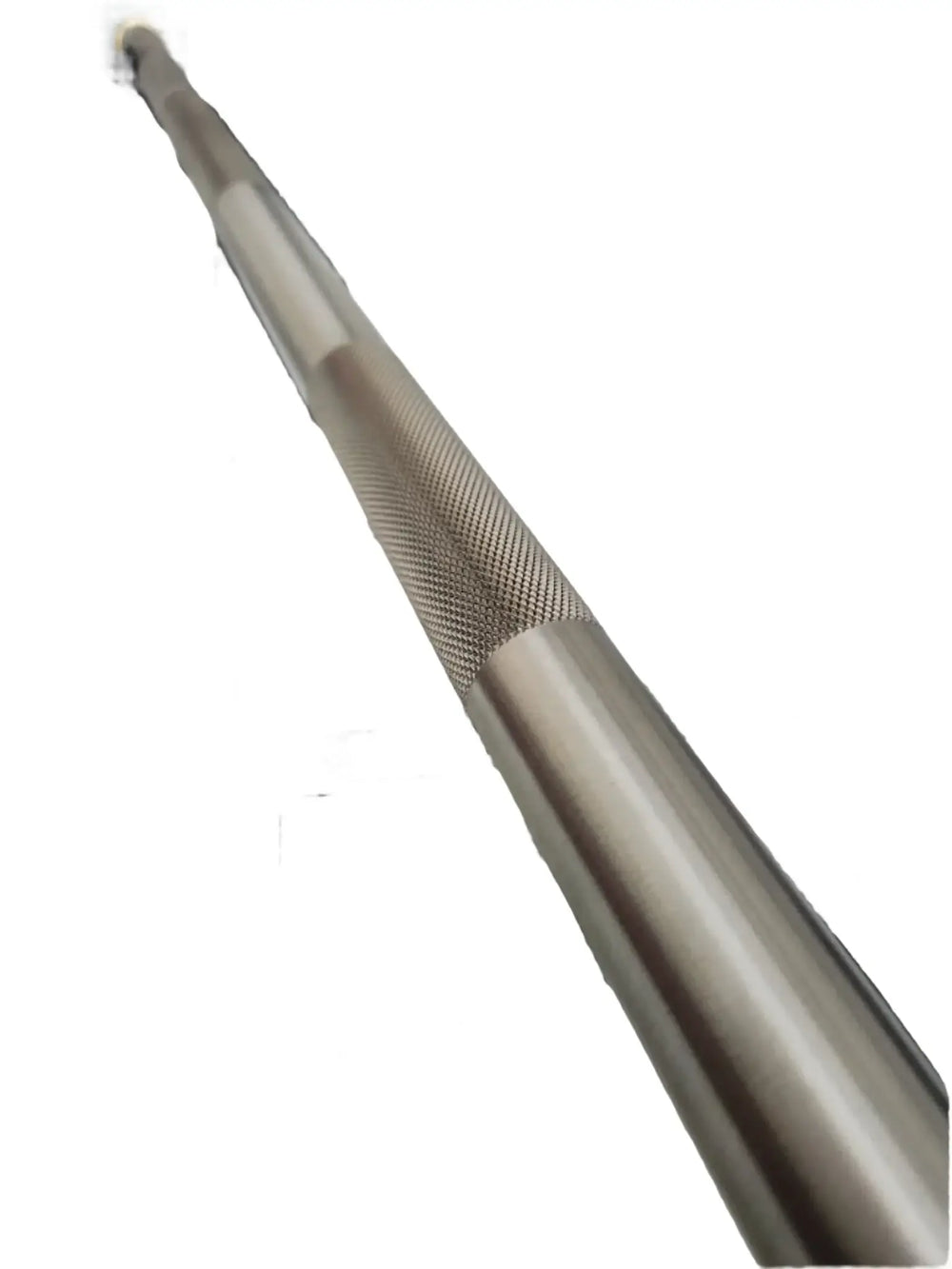 StrongArm Razor Bar in stainless steel, showcasing its sharp knurling for enhanced grip, perfect for gym and strength training.