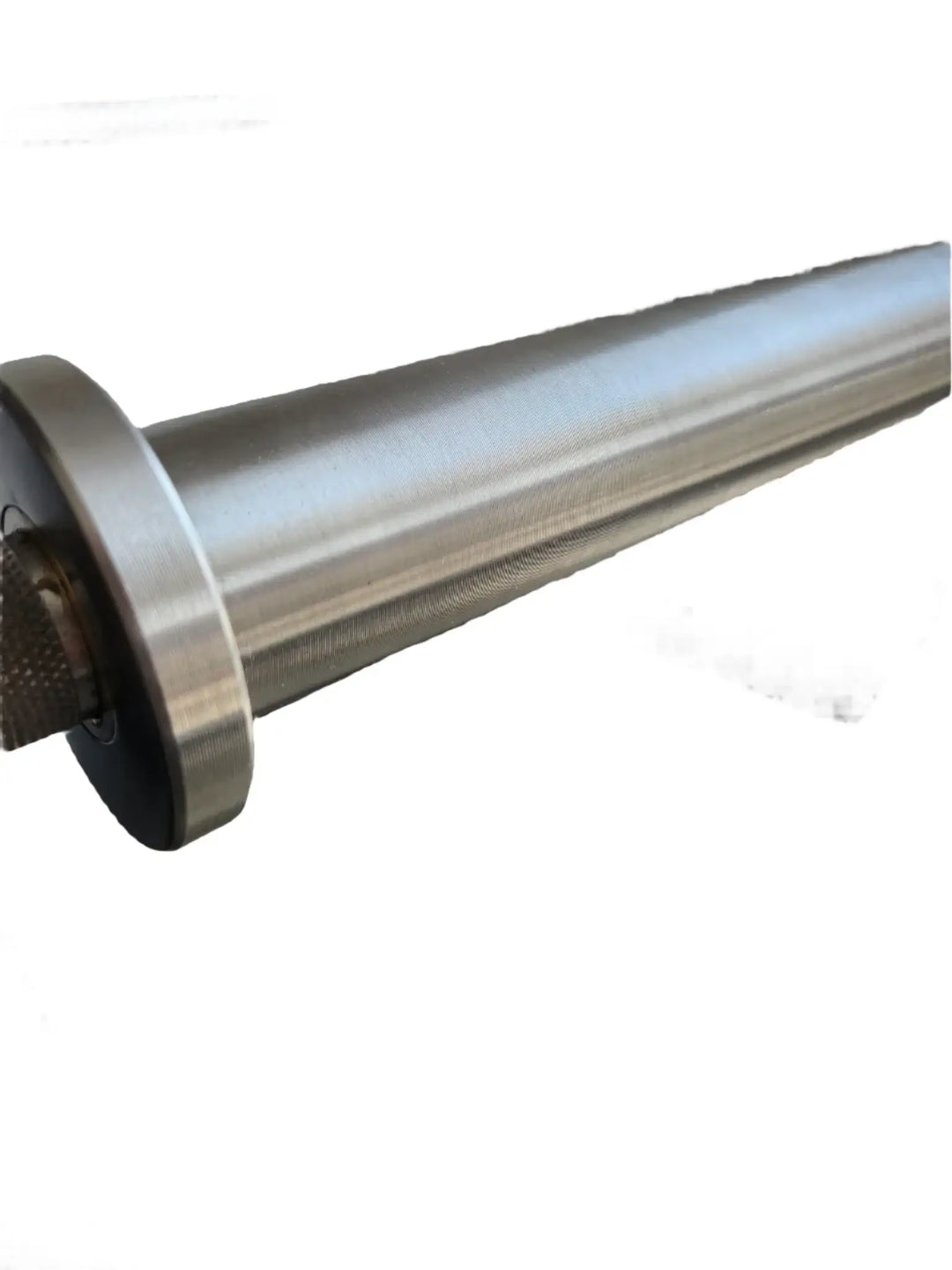 Close-up of the StrongArm Razor Bar, a premium stainless steel bar ideal for weightlifting and strength training.
