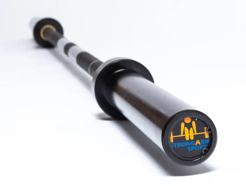 StrongArm Standard Bar with black zinc plating for beginners' weight training and powerlifting in Calgary.