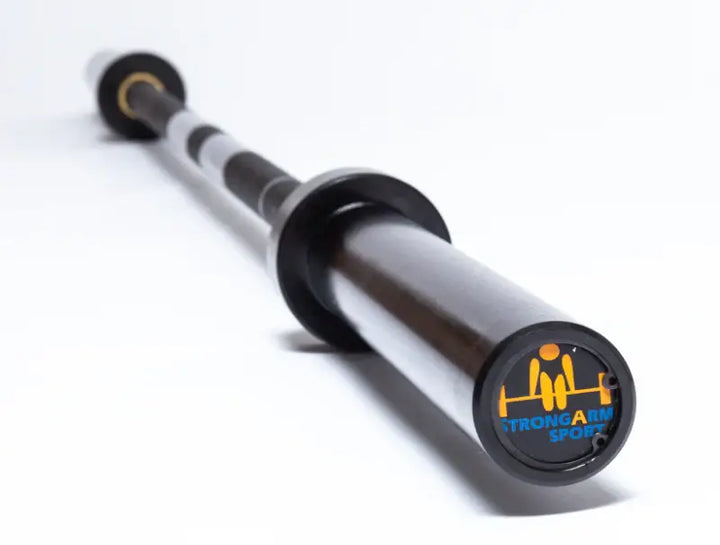StrongArm Standard Bar with black zinc plating for beginners' weight training and powerlifting in Calgary.