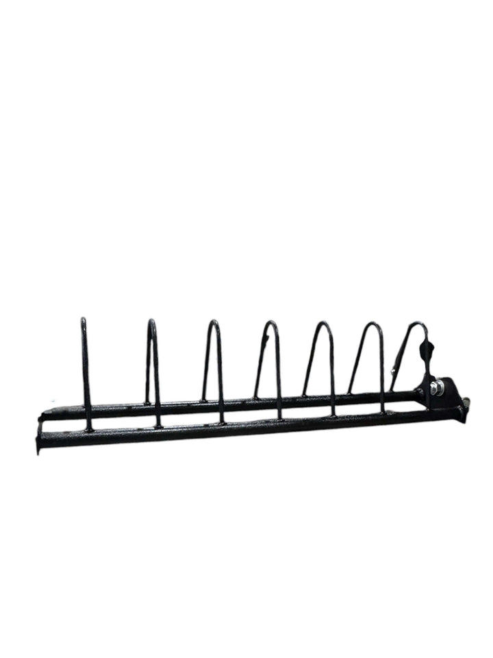 Adjustable weight plate rack for organized storage of gym equipment at home or commercial gyms.
