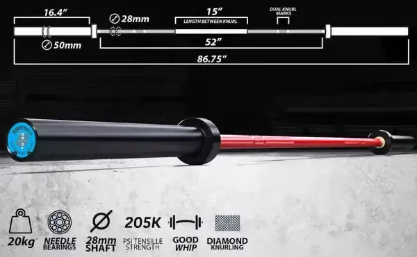 X-RIVAL Warrior 2.0 Olympic Bar 7ft 1500LBS CERAKOTE FINISH